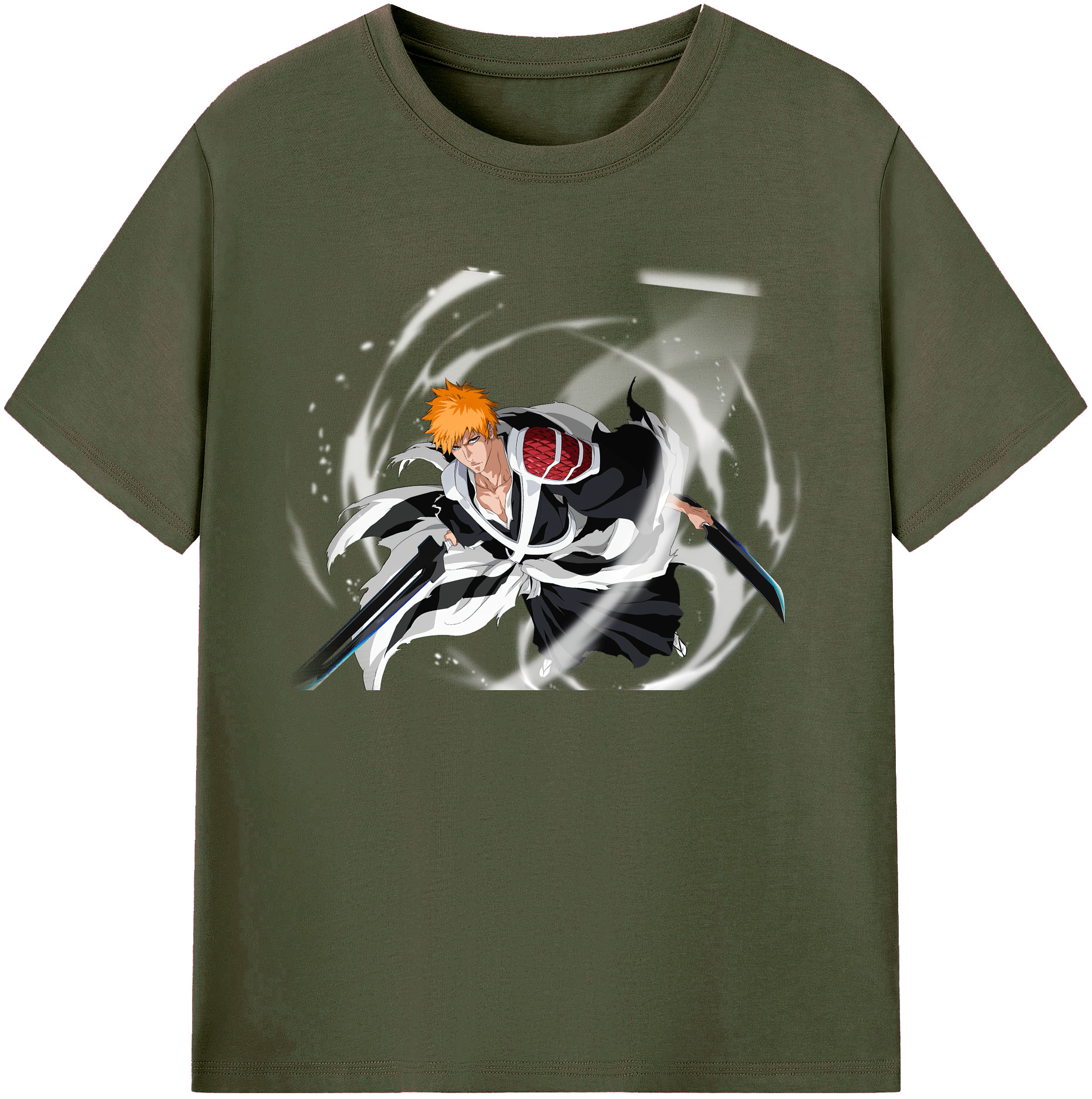 （画像用） ブリーチ 黒崎一護（くろさき いちご）BLEACH Kurosaki Ichigo 綿100％ メンズ半袖Tシャツ｜肌触りやわらか＆通気性